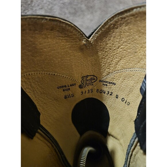 JUSTIN USA 3133 Black Leather Roper Cowboy Western Boots Men\'s size 8 D main image 7